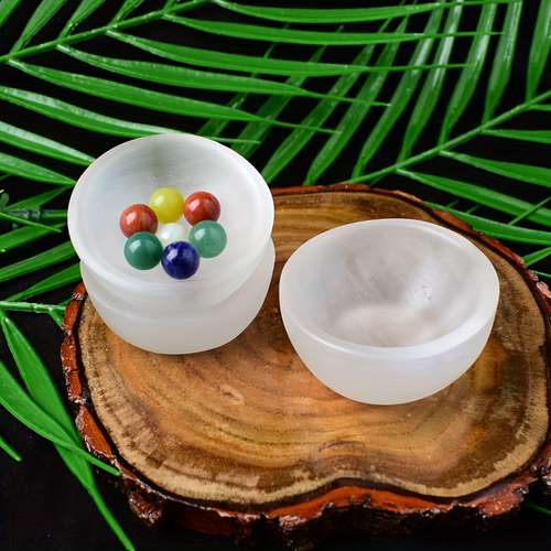 Bol En Sélénite Naturel - Support Pour Cristaux, Encens, Fleurs Séchées, Décoration Et Méditation, Purification énergétique