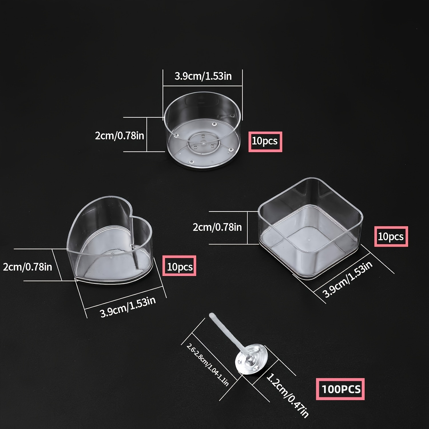 E-shop 130-teiliges Kerzenhalter- & Docht-Set, 30er-Pack Teelichthalter, 100 Stk. Kerzendochte, Teelichthalter aus Kunststoff, Kerzenhalter, Formhalter