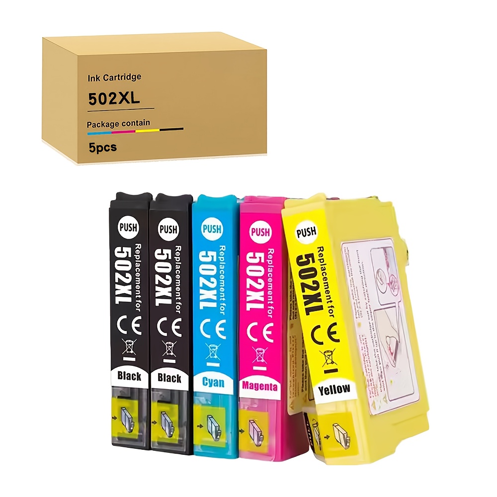Image of Ink Cartridges Compatible With Epson 502 Xl Printer Cartridge For Home Xp-5100 Xp-5105 Xp-5150 Workforce Wf-2860dwf Wf-2865dwf Printers (pack Of 5)
