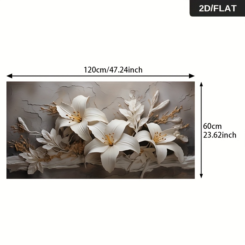 TEMU 2d Flat 1pc 23.62*47.24in/60cm*120cm Frameless Modern Abstract Vintage Lily Farmhouse Print Wall Art Canvas Painting For Bedroom Retro Canvas