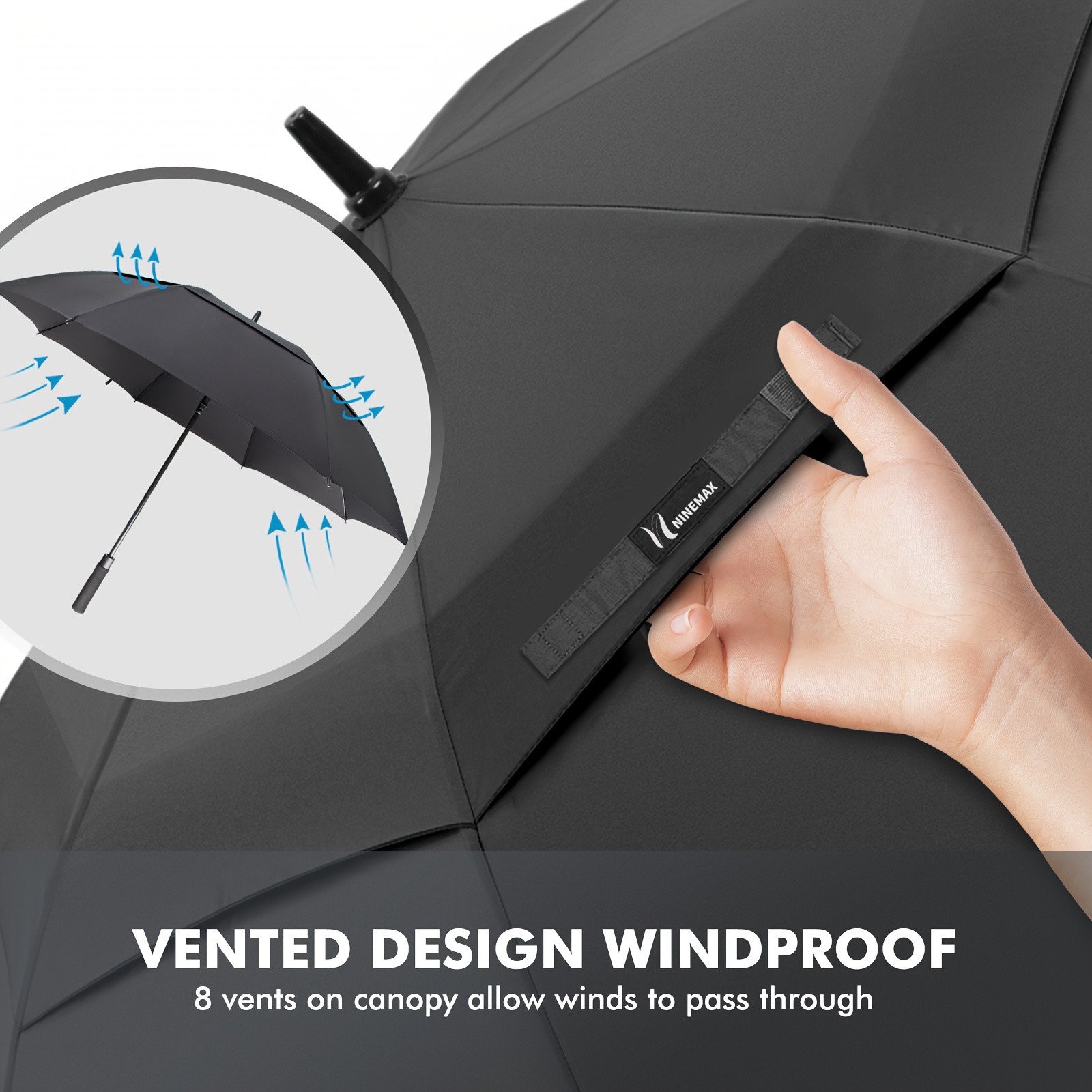 Large Automatic Golf Umbrella | Durable Windproof Double Canopy... product image 11