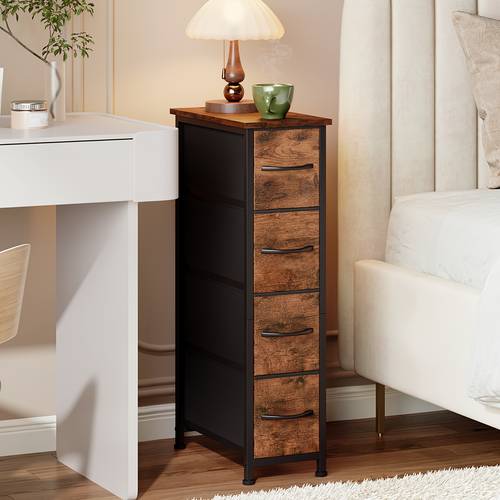 narrow dresser with 4 drawers storage chest of drawers with removable fabric drawers for closet small spaces bathroom bedroom laundry mounted