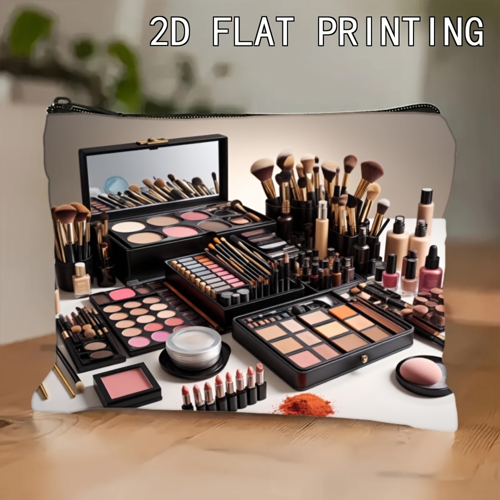 TEMU Makeup Brushes And Palettes, Lightweight And Foldable Makeup Tools, With Zippered Makeup Bag, Machine Washable, Portable Storage | Elegant