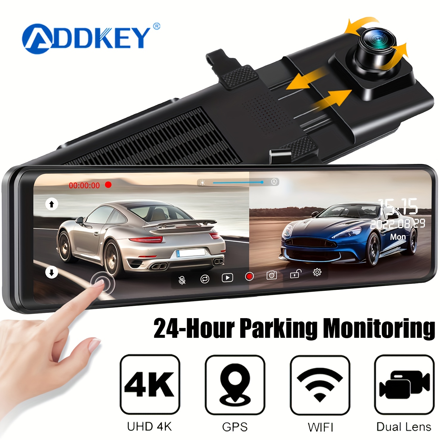 dash cam front rear touch Temu Norway