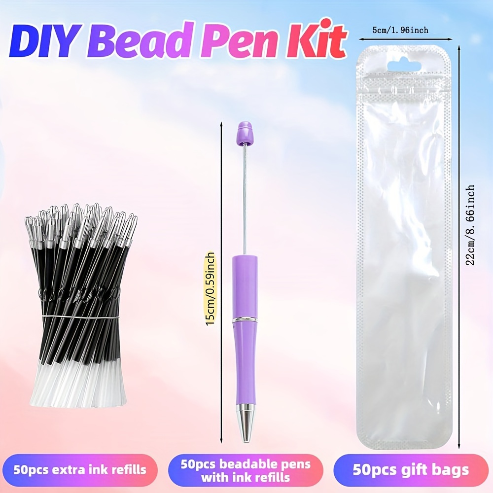 TEMU 150pcs Diy Metallic Pen Set, 50 Metallic Pens (with Ink Cartridges) + 50 Ink Cartridges + 50 Pen Cases, Black Ink Ballpoint Pens, Suitable For