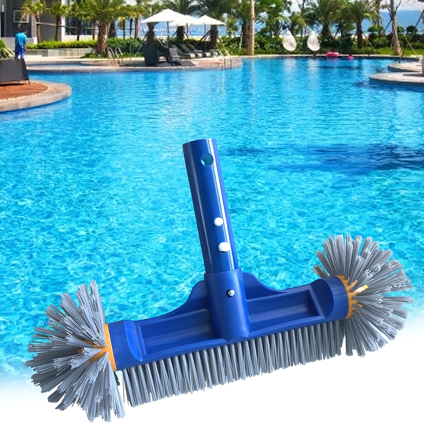 Pool Brush With Round Ends, 12.5'' Pool Brush Head For Inground Pools/above Ground Pools, Spa, Hot Tub, High- Pool Scrub Brush Fit Standard Pool Pole, Pole Not