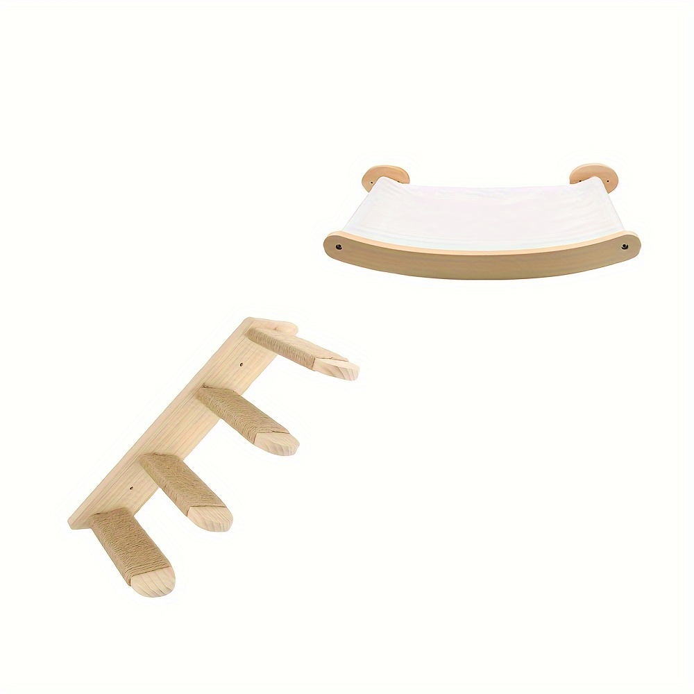 Cat Hammock With Climbing Ladder - Wall-mounted Perch For Cats, Cat Hammock Hanging, Modern Cat Wall Furniture