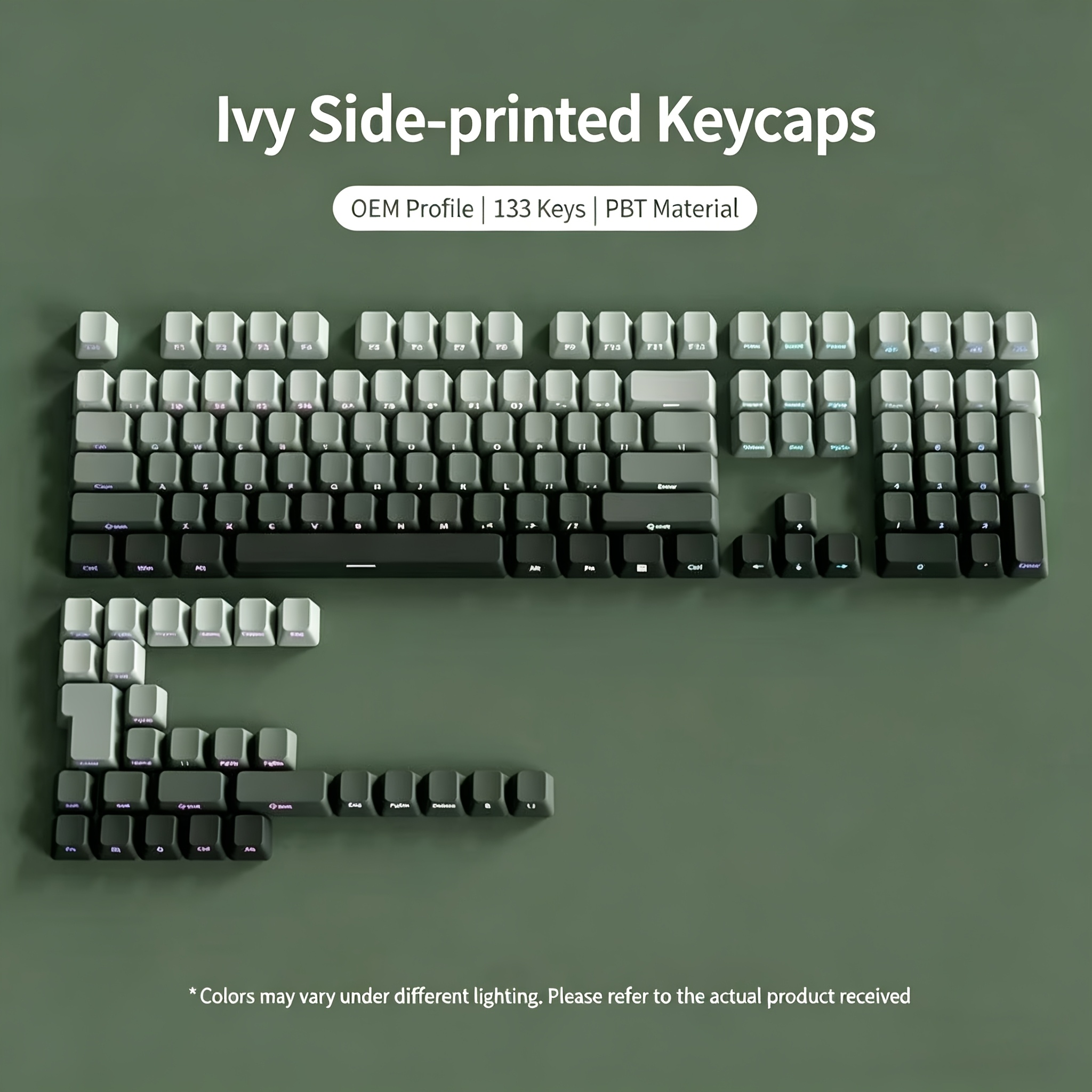 TEMU Oem Side-printed Keycaps - 104 Keys - Dual-print Pbt Material - Minimalist Style, 61/64/68/84/87/96/98/100/104 Key Mechanical Keyboard, Rgb