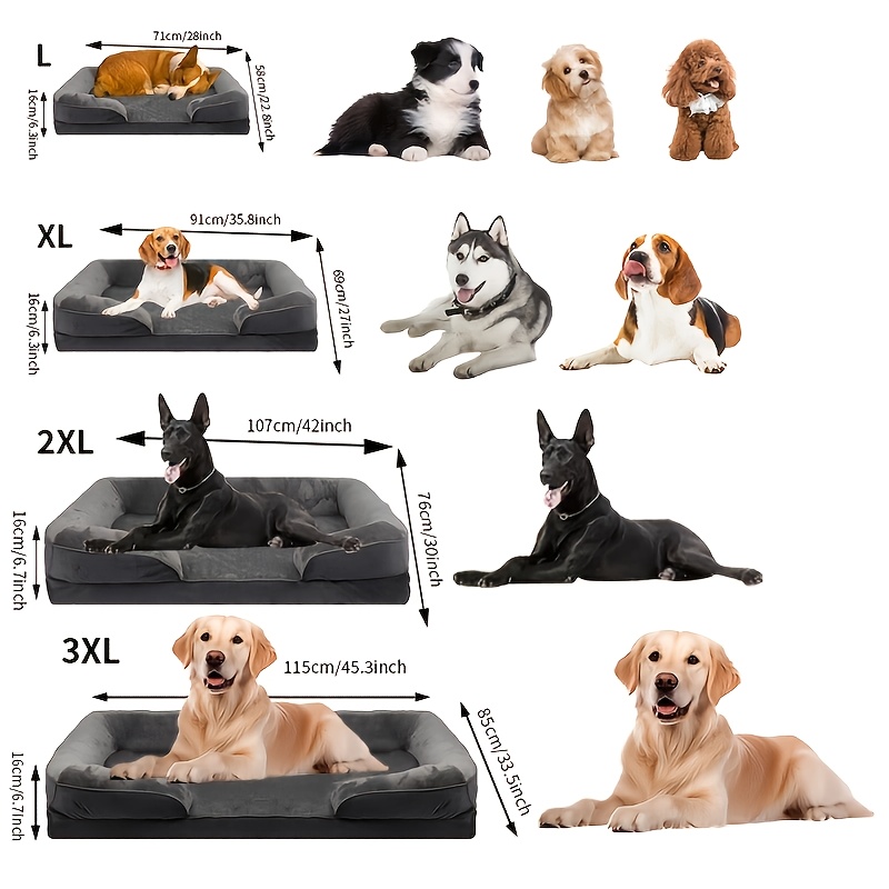 super large dog orthopedic dog bed washable dog sofa bed supporting foam pet sofa bed detachable washable   use comfortable soft   bottom suitable for   sizes small medium large extra large polyester material easy assembly Product details 1