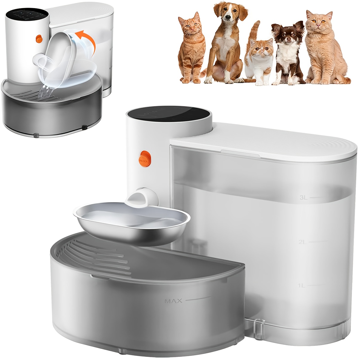 Smart Filterless Cat Water Fountain Suitable for Cats, No Filter System, Self-Refill Tipping Fountain with Wastewater Separation & Always Fresh Water, 3.5L/118.4oz, Ultra-Silent Operation for, Plug-and-Play Installation — Zaynora Luxury Marketplace