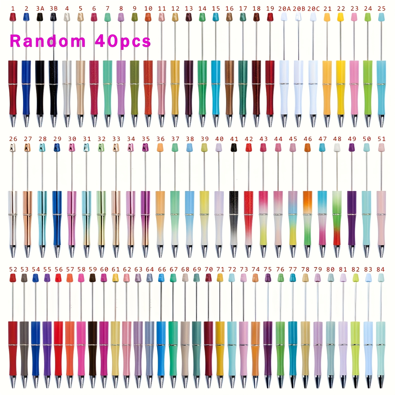 TEMU 40pcs Bead Gel Pen Diy Ballpoint Pen Cute Stationery Office Supplies Stationery Wedding Gift Jewelry Accessories
