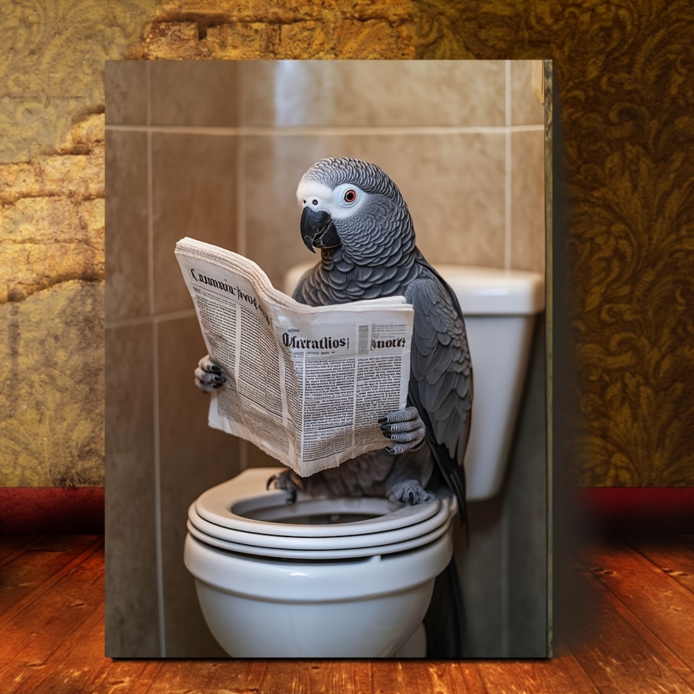 

Room Decor 1pc Parrot Reading Newspaper Canvas Wall Art, Modern Home Decor, 11x14 Inches, , For Living Room, Bathroom, Bedroom, Kitchen