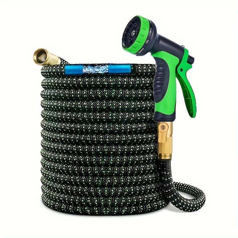 

1 Roll, Expandable Garden Hose With Solid Brass Fittings (25 Feet/50 Feet/75 Feet/100 Feet) Lightweight And Non Twisted Sprinkler Spring Nozzle Watering Device, Gardening And Lawn Supplies Garden Hose