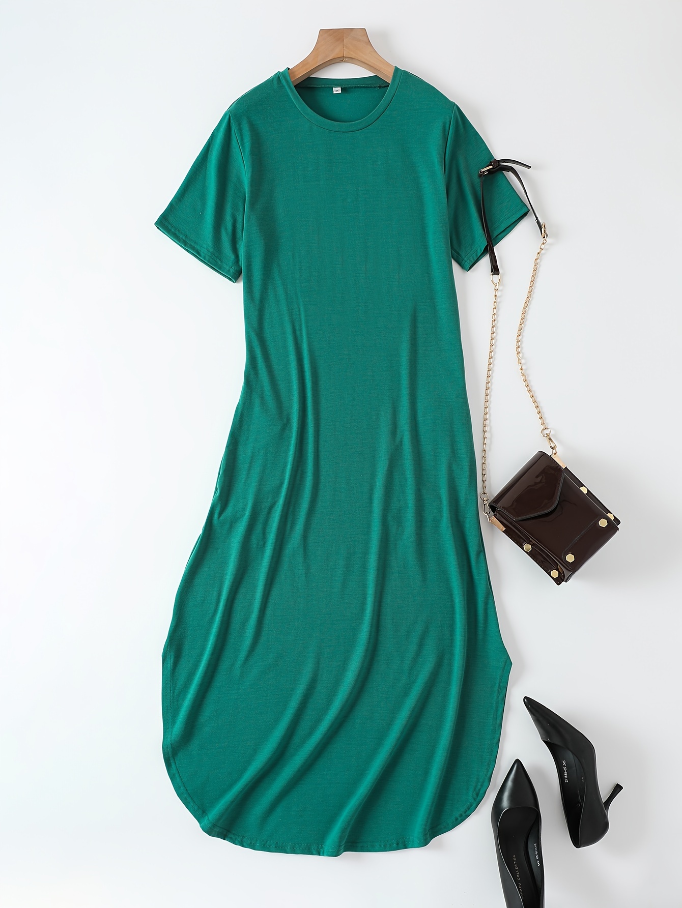 knee length dresses for ladies Lenzing Tencel Modal® A-Line Curved Hem Stretch Maxi Dress KAYLA – LINTICO