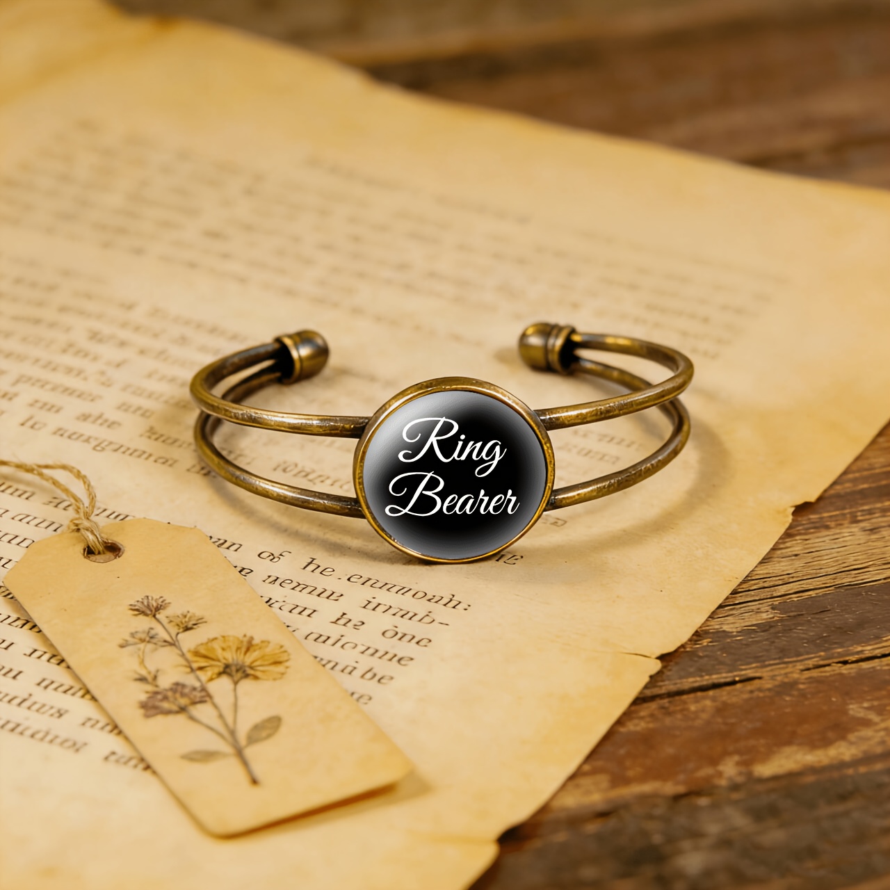 Antique Cyan Double-Layer Adjustable Bangle, Elegant Gift