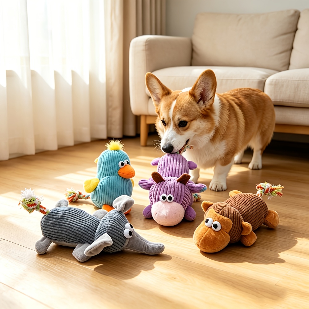 4 styles   elephant   little cow shaped with 2     outdoor interactive dog   plush toy soft corduroy fabric safe and chew resistant pet birthday party holiday gathering   without battery Product details 1