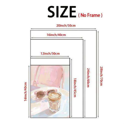 2d flat 2d flat 1pc unframed canvas wall art poster and prints coffee sunglasses print pink chair poster pastel cafe wall art for living room bedroom home decor