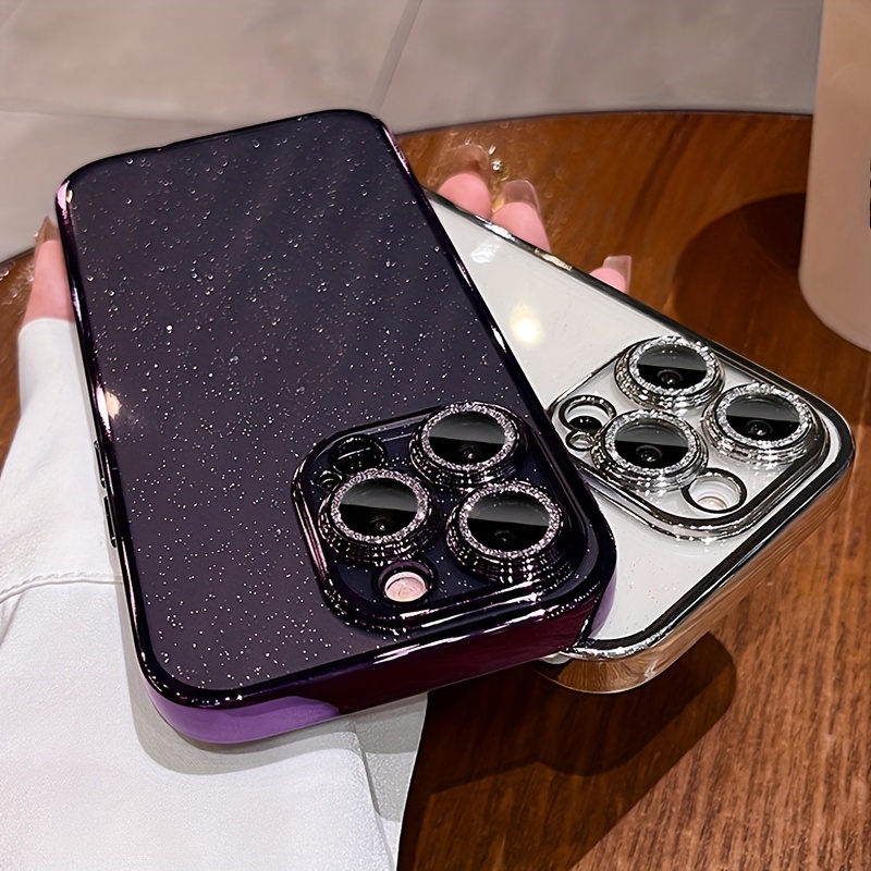 

Electroplated Glitter Starry Sky Suitable For Iphone15 14 13 12 11 Pro Max Mobile Phone Case Full Cover Glitter Lens Film 14plus Transparent Tpu Soft Case