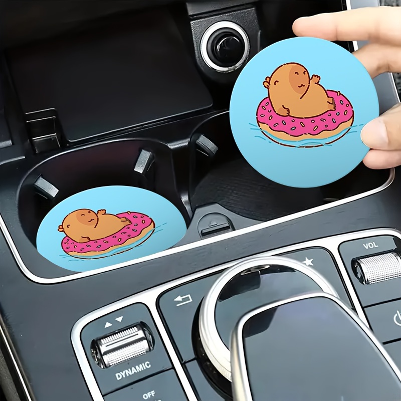 capybara donut car cup holder coasters waterproof pu leather