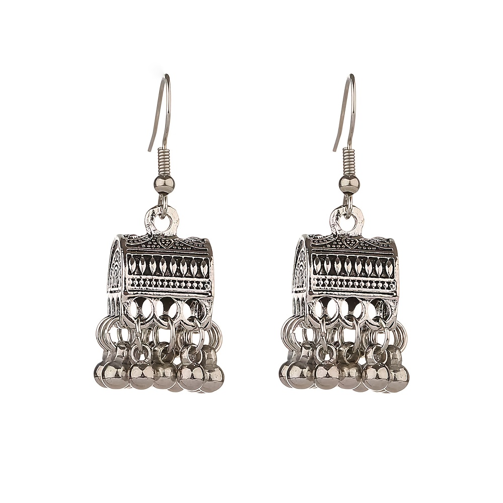 TEMU Factory Direct Cross-border Bell Earrings, Alloy Pendant, Silvery Mailbox, Niche Design, Scenic Spot Photo Jewelry