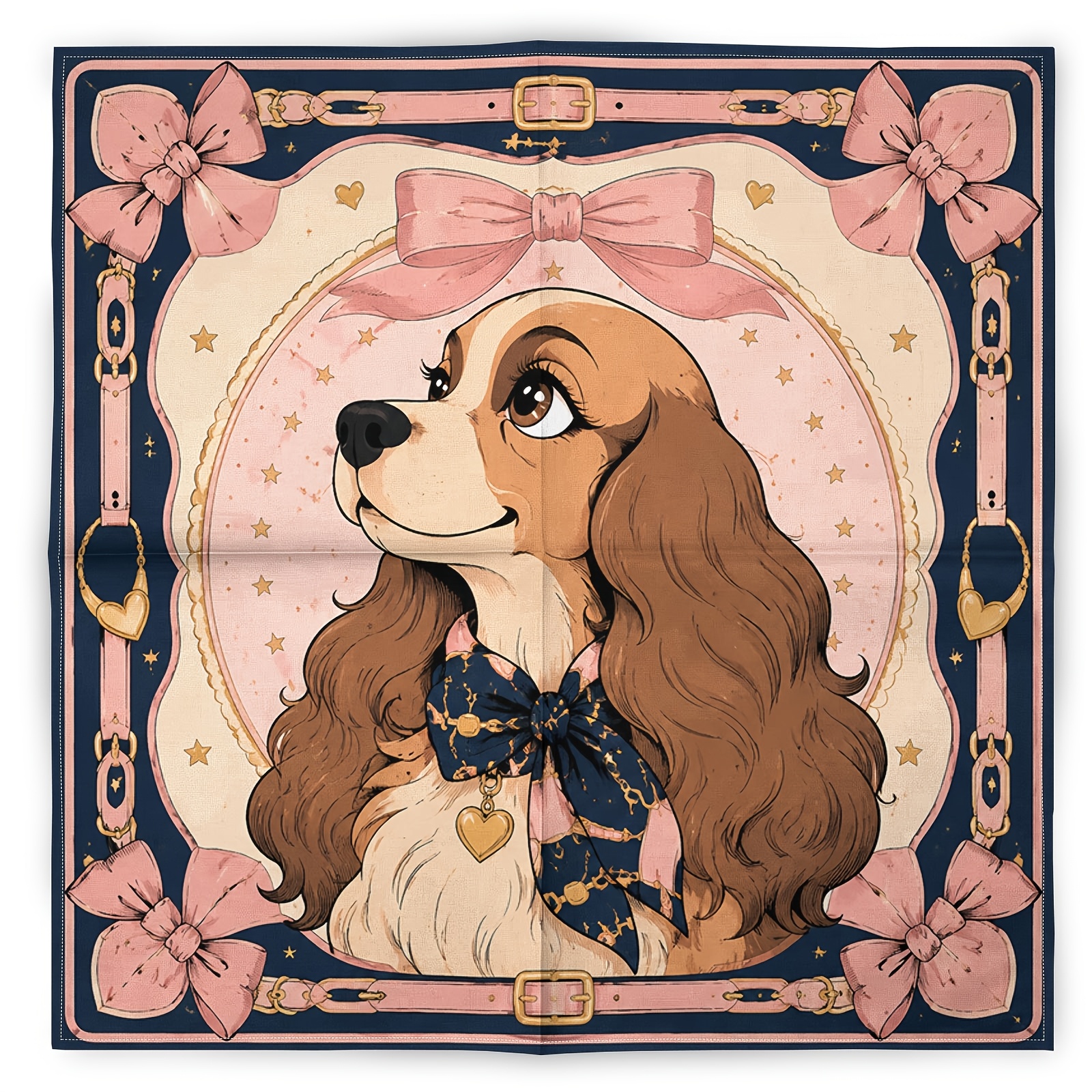TEMU 1pc 2d Printed Vintage Scarf, Cartoon Dog Print Hip-hop Trendy Headscarf, Fashionable Scarf , Outdoor Sports Handkerchief, Face Mask Bandana,