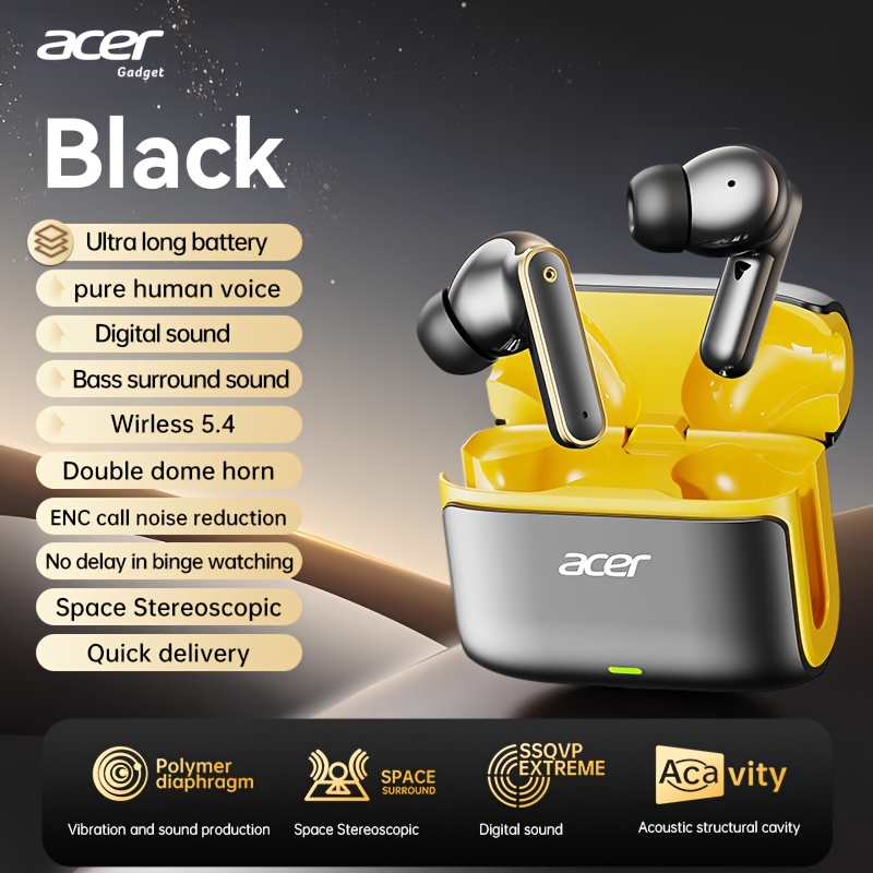 Image of Acer Anc True Wireless Stereo Headphones With Active Noise Cancellation, High-definition Enc Calls, In-ear Design For Sports And Running, , Extended , Low-latency Gaming Mode, Compatible With Phones