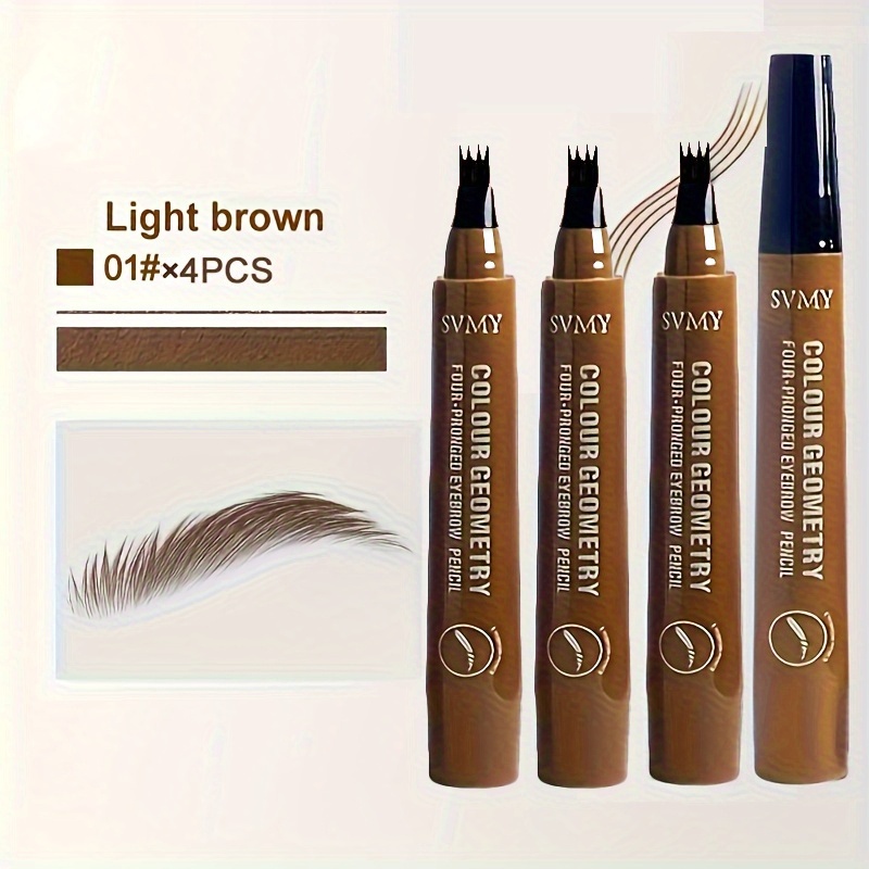 TEMU 4-stick Four-fork Eyebrow Pencil - 5- Makeup Effect, Waterproof And Sweat-proof, Portable Design, Suitable For Carrying Around, Suitable For