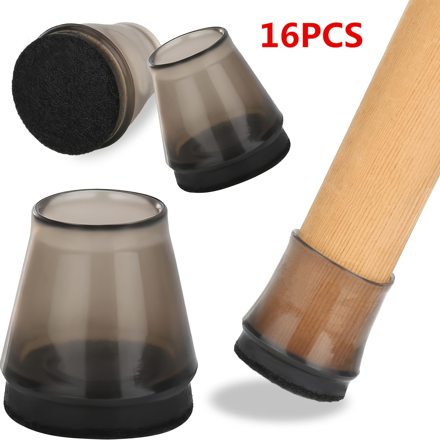 Image of Chair Leg Floor Protectors, Bar Stool Leg Protector Caps, Dining Table And Chair Hardwood Floor Leg Protectors, Chair Leg Covers With Felt Furniture Pads, Small Size: 0.9"-1.29"