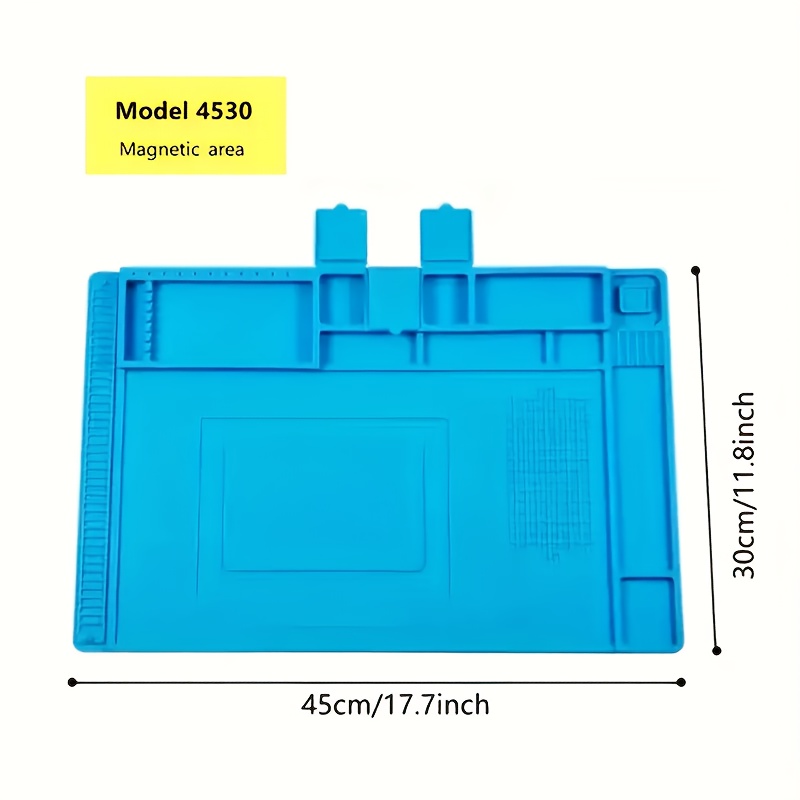 TEMU 1pc Resistant Magnetic Silicone Mat - Anti-static Workbench Pad For Phone & Computer Repair - Electronics Tool, Durable & Easy To Clean, No Glue
