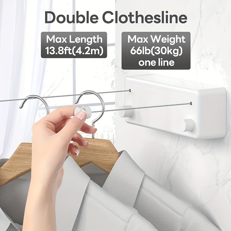 heavy duty retractable clothesline 165 35 stainless steel wire indoor outdoor use rust fade resistant ideal for towels quilts invisible rental balcony rope Product details 2