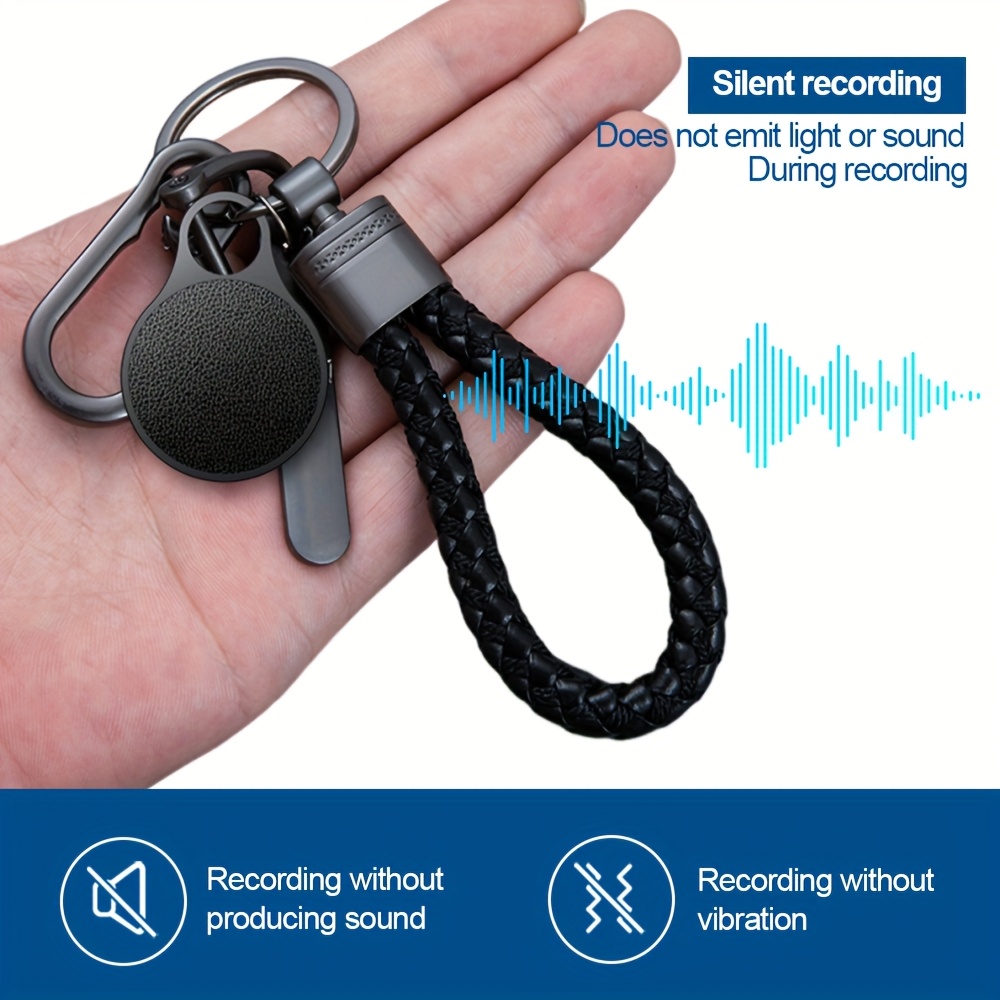 portable voice recorder mini keychain with metal   click recording noise reduction mp3   32gb 16gb 8gb 4gb time stamp ideal for presentations interviews meetings perfect gift   audio recorder sleek black keychain durable metal case