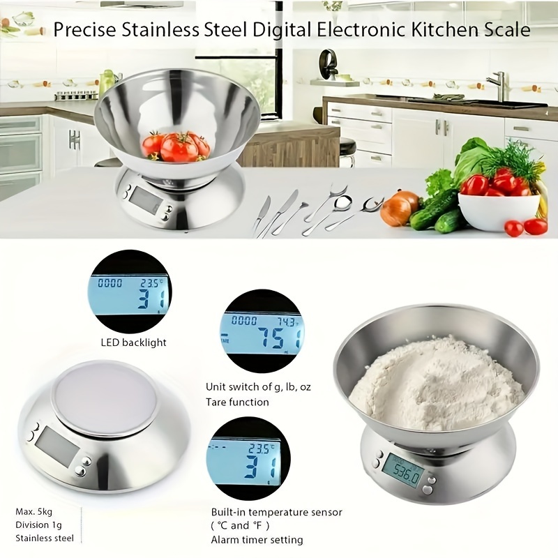     scale portable mini stainless steel food   02lb 0 04oz range ideal for baking cooking aaa battery powered not included details 1