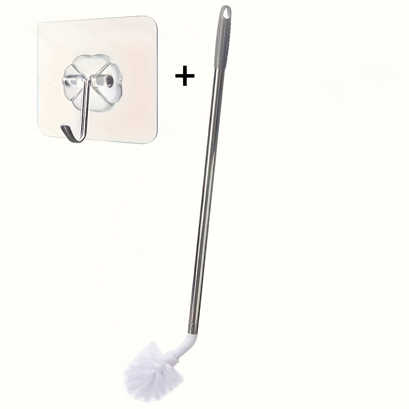 TEMU Brush And Hook Set - Household Long-handled Stainless Steel Bucket Brush, Plastic Bucket Cleaning Brush, 360-degree No Dead Angle Cleaning,