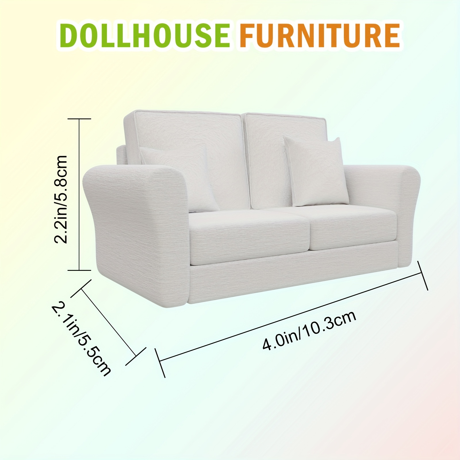 dollhouse couch 1 18 scale miniature sofa white 2 seater doll couch chair with soft cushion realistic textured fabric compact space saving design for dollhouses collectors kids miniature dollhouse furniture collectible item detailed  
