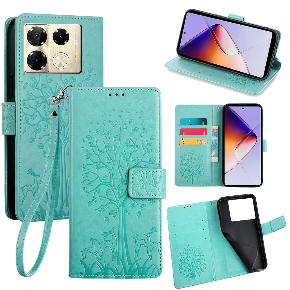 

For Infinix Note 30 40 Pro 4g 5g Printed With Patterns Of Deer And Trees Luxury Pu Leather Flip Wallet Case With Card Holder Foldable Stand Stylish Solid With Card Slots Wristband Rope