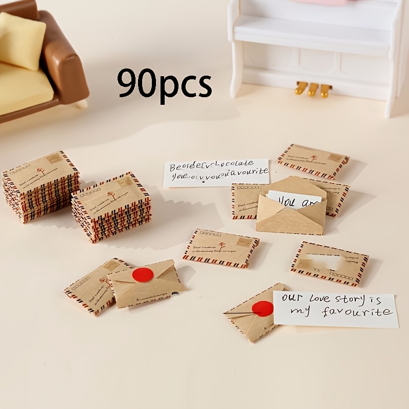 TEMU 90 piezas: 30 sobres mini + 30 pegatinas redondas + 30 hojas de papel de carta. Adecuado para , , , regalos de graduación, regalos de San