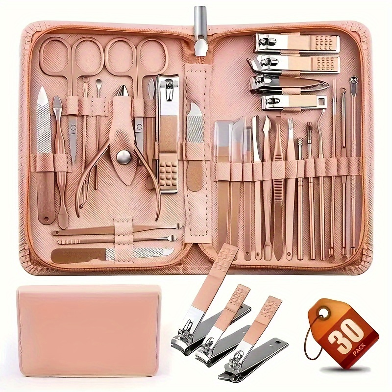 

30-piece Nail Clipper Manicure Tool Set With Portable Travel Case Cuticle Clippers And Knife Kit Professional Nail Clipper Pedicure Kit Kit