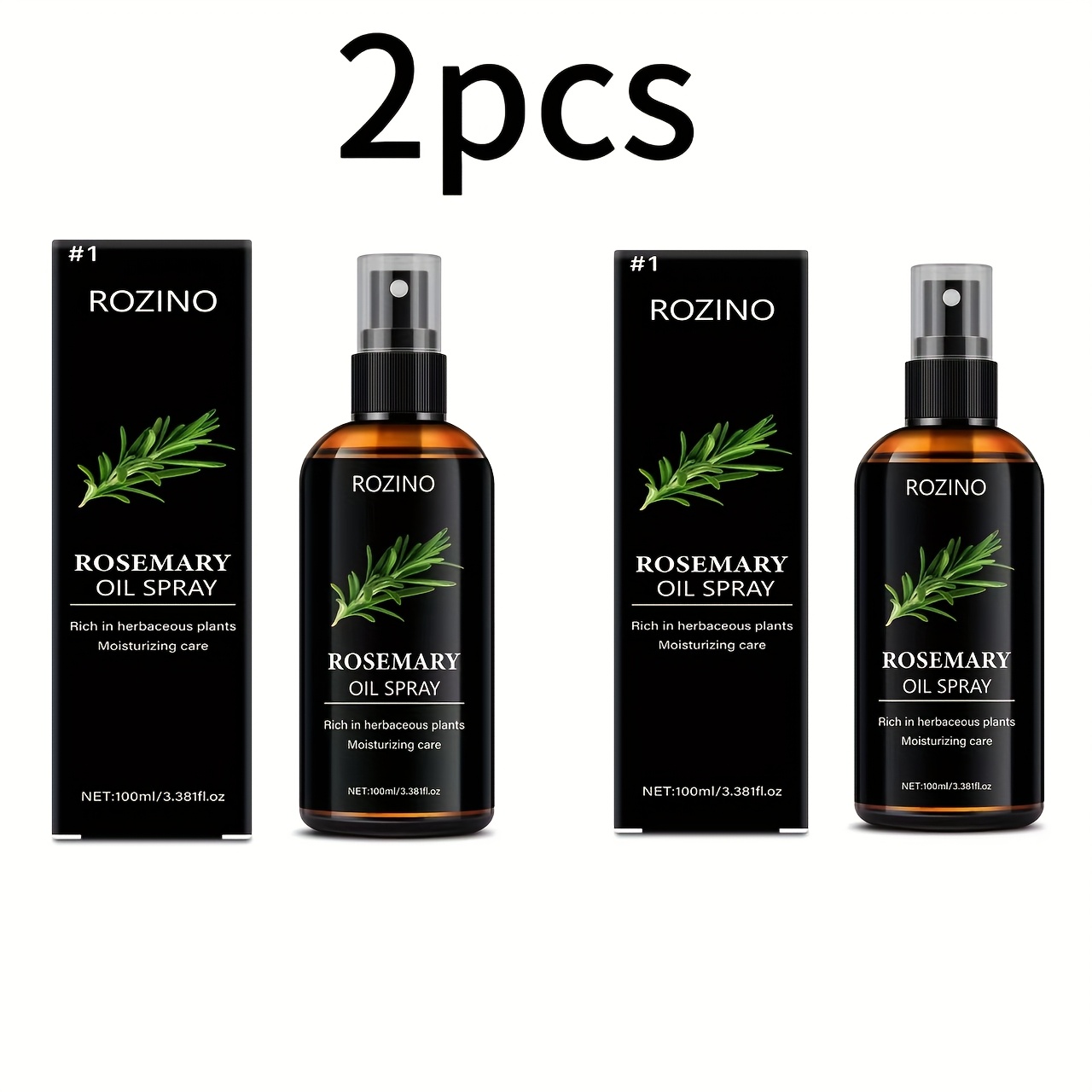 Image of 2 Packs Of Rosemary Hair Spray, Instantly Broken, Dry, , Frizzy And Or Dyed Damaged Hair, Remove Loose Andruffflakes, Make Thin Fully, Smoother And Fluffier