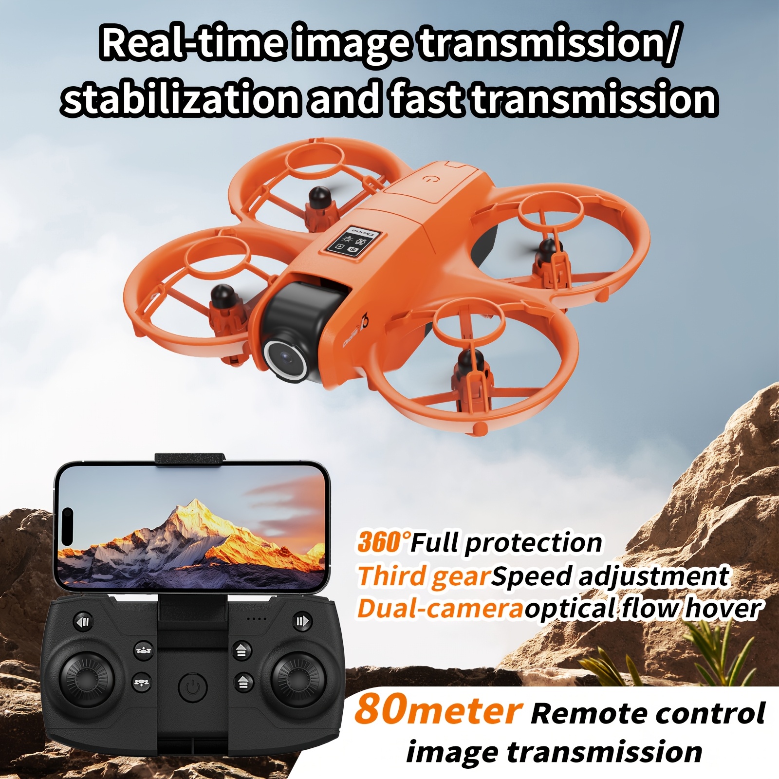 Mini Foldable RC Drone with Dual Cameras and Screen Remote, 360° Protection, Optical Flow Hover, 3 Speeds, Long Battery Life, Easy for Begin