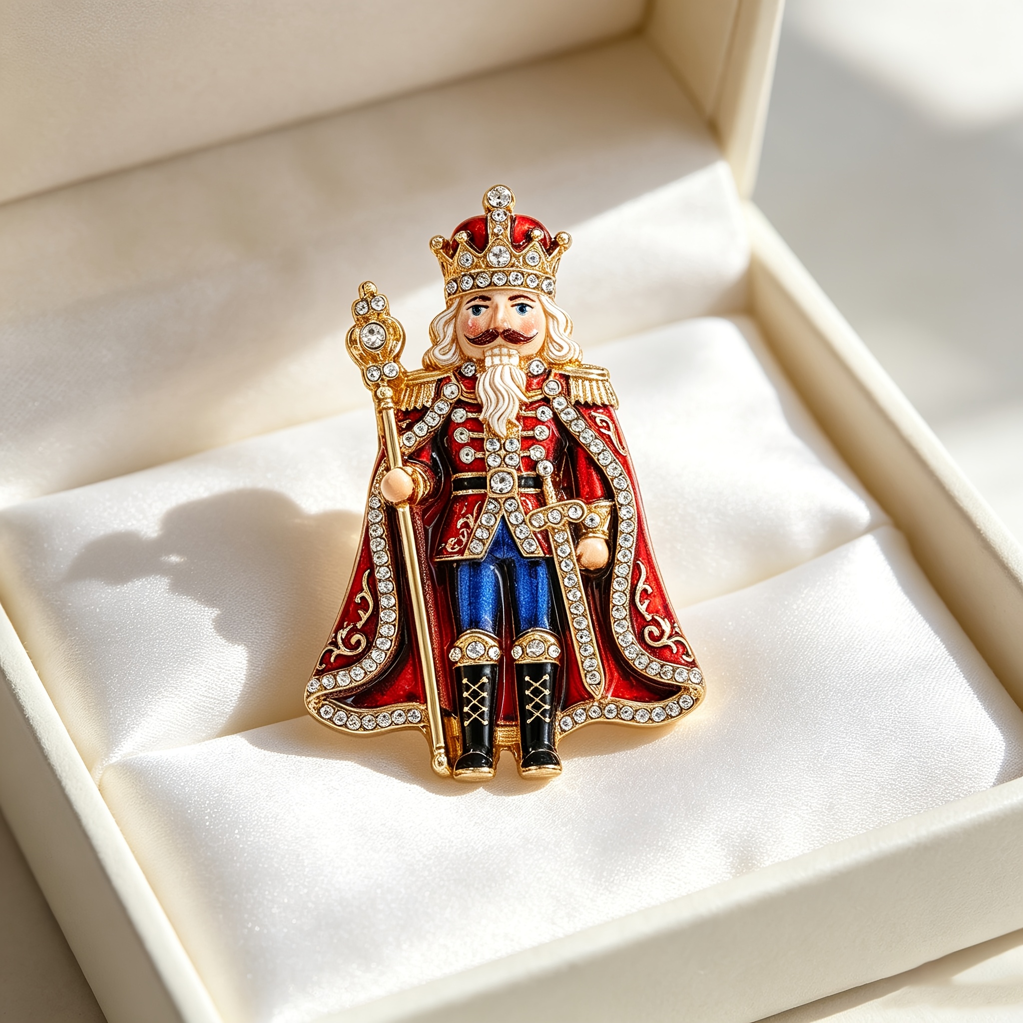 TEMU 1pc Solevdo Enamel Rhinestone Brooch, Royal Nutcracker , Unique Festive Retro Style, Decorate Jackets & Backpacks, Wonderful Anniversary Present