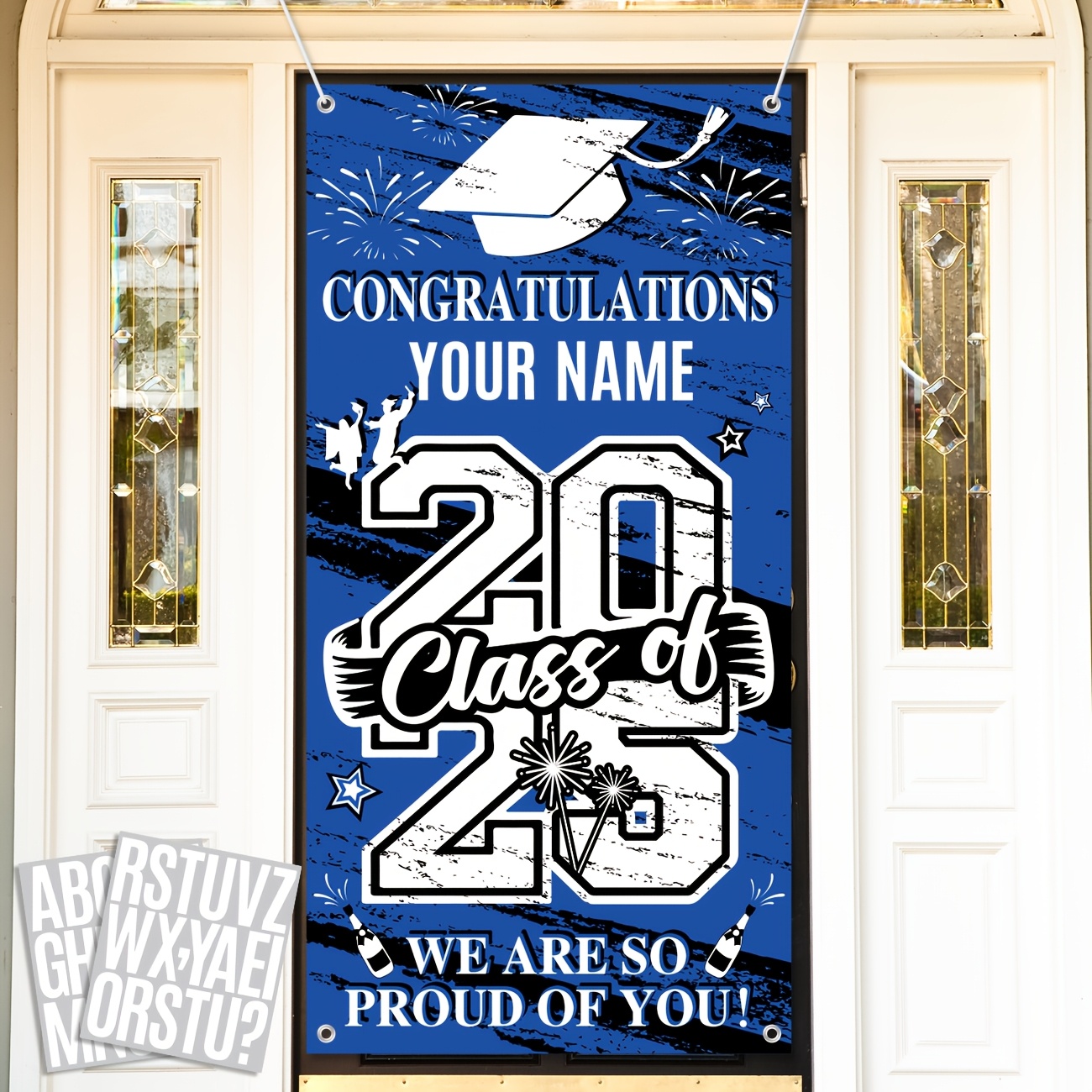 

2d Door Banner Personalized Graduation Door Banner For , Vinyl Sign With Custom Name, Multipurpose Party Decorations, No Electricity Needed, With 78 Alphabet Stickers For Graduation & Reunion Events