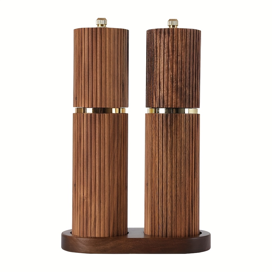 E-shop 1 Set, Acacia Holz Salz- und Pfeffermühle Set mit Basis, Nachfüllbare Salz- und Pfeffermühle mit einstellbarer Körnigkeit, Acacia Holz