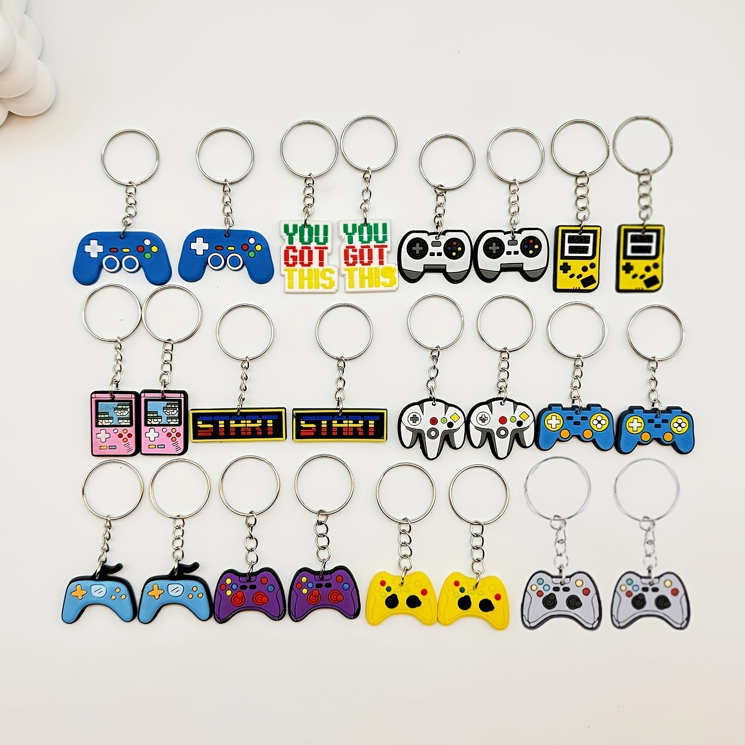 

24pcs Cute Cartoon Game Console & Controller Keychain Set - Colorful Pvc, Perfect For Bags & Car Keys - Ideal Gift For Gamers