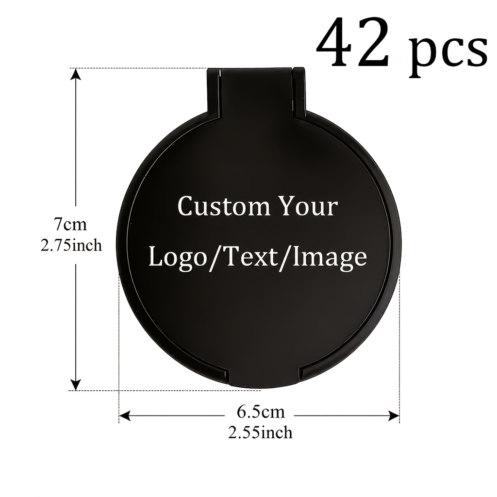 TEMU [personalized Customization] 42pcs Custom Pocket Mirror Set, Engraving For Text, Logo, Photos, Portable Folding Makeup Mirror, Compact And Easy