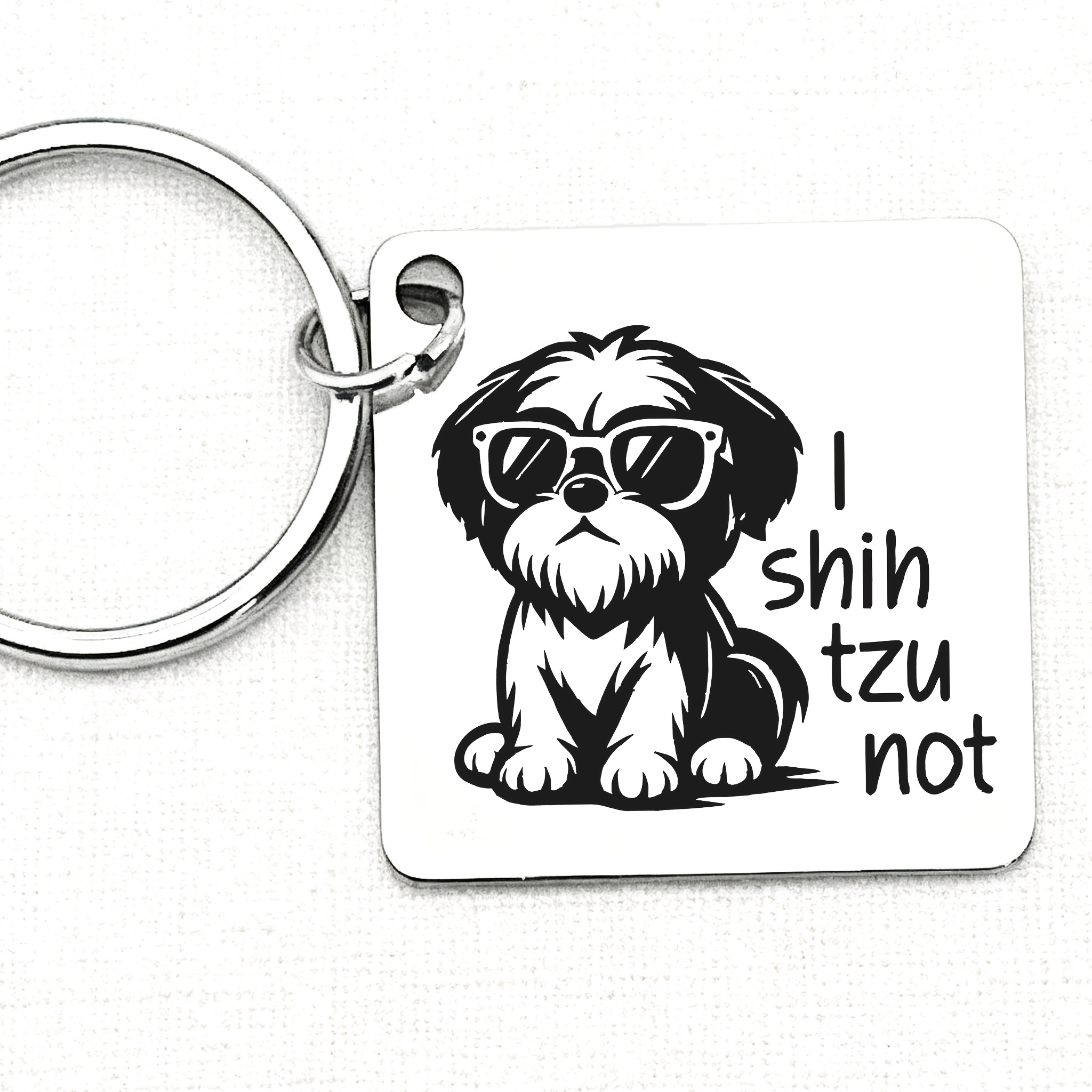 TEMU Funny "i Shih Tzu Not" Stainless Steel Shih Tzu Dog Keychain - Cute Pun Accessory For Shih Tzu Owners, Durable , Christmas, Easter & New Year