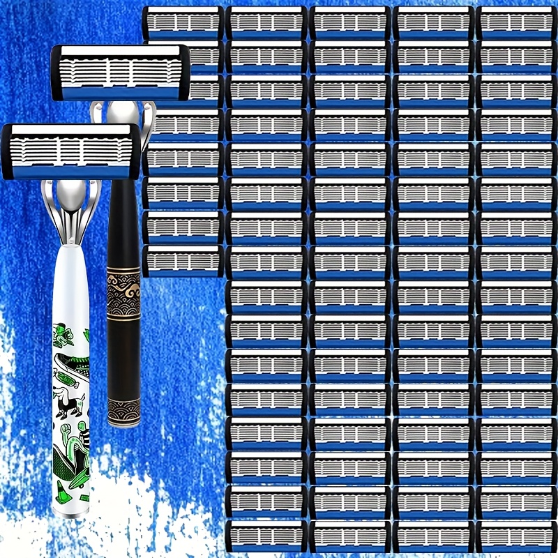 TEMU This Luxurious Classic Men's Razor Features 2 Comfortable And Anti-slip Handles, 72 Ultra-sharp And Replaceable , A Design For Shaving, And Is A