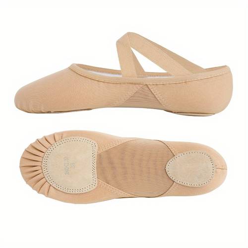 women s pointe ready soft sole pu cushioned mesh splicing upper with pull on closure dance shoes for gymnastics stage performances european fit ballerina women shoes