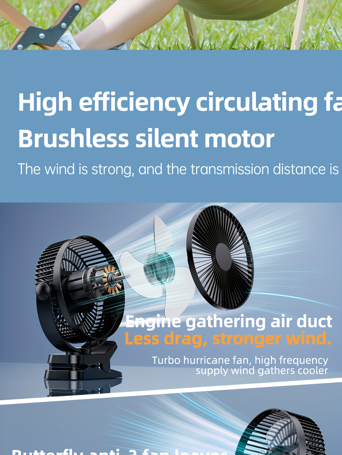 8-inch USB Charging Clip Fan Suitable for Bedroom, Dormitory, Bedside, Office, Desktop, Camping, Travel, Fishing, Can Be Clipped, Hung, Detachable, Washable, Digital Display with Five Levels of Wind Power, 10000mAh Battery with Power Bank Function