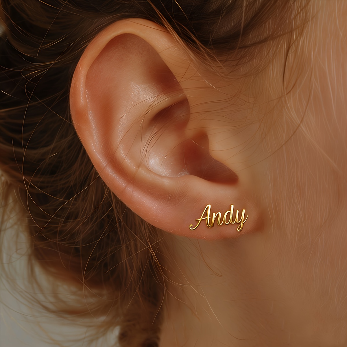 TEMU A Pair Of Custom Name Stud Earrings, Women's Fashionable Elegant Personalized Stainless Steel Nameplate Earrings; Custom Jewelry; Women's