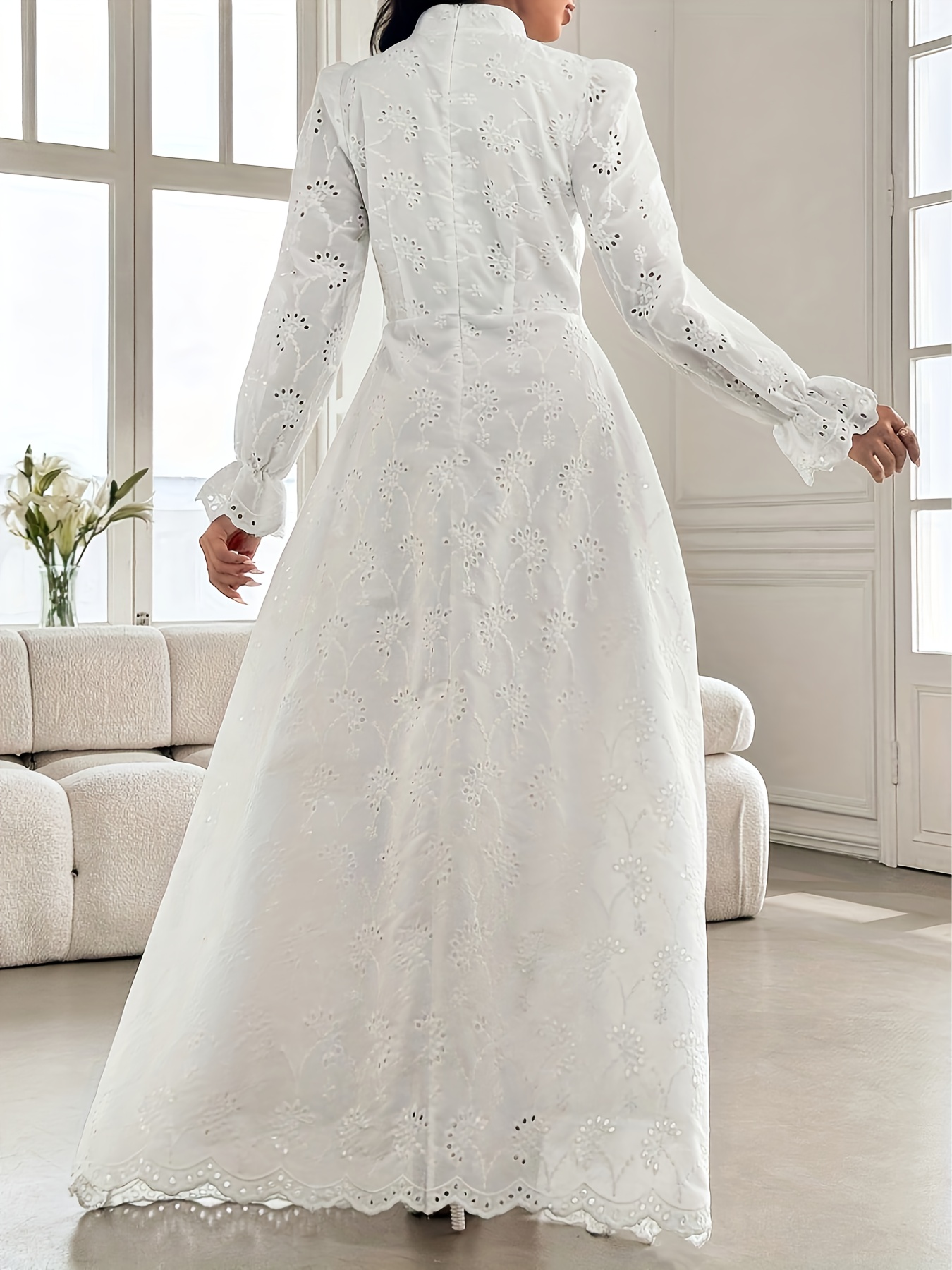 white collar elegant dress Collar White Wedding Dress| Wedding Gowns MADE TO MEASURE / White / Lace main image 0